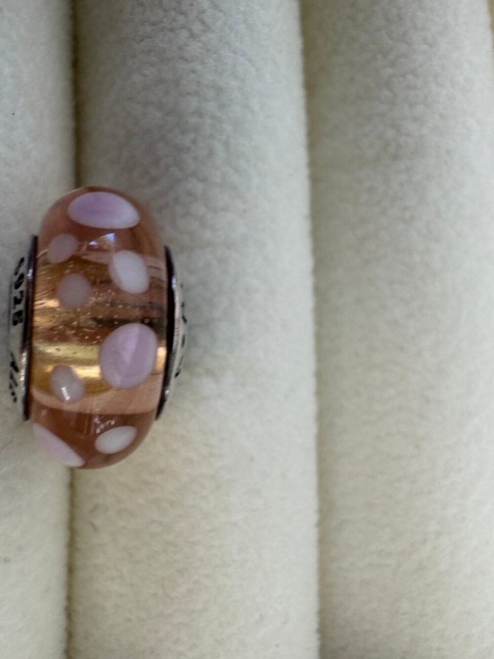 Pandora Pink Polka Dot Murano Glass Gold Glitter Sterling Silver S925 ALE Bead